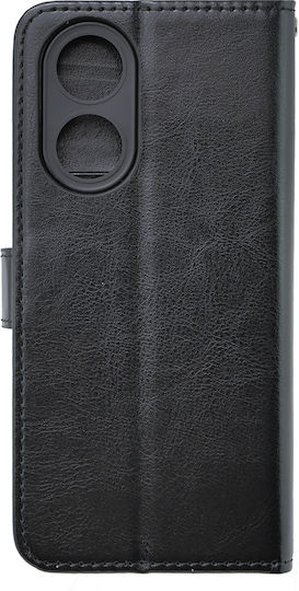 Crazy Horse Wallet Synthetic Leather / Plastic / Silicone Black (Oppo A58 4G)
