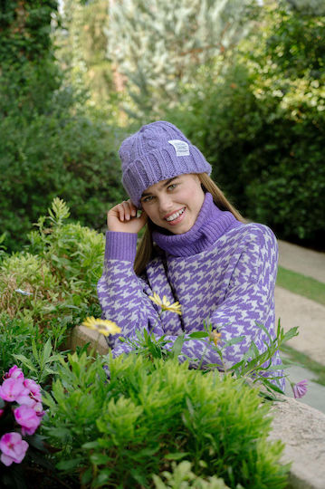 Beanie Unisex Beanie Gestrickt in Flieder Farbe
