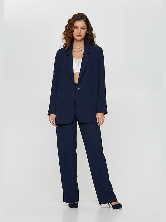 Lynne Damen Krepp Blazer Blau