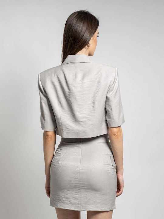 Fashioncore Scurt Blazer pentru femei Sacou Gri