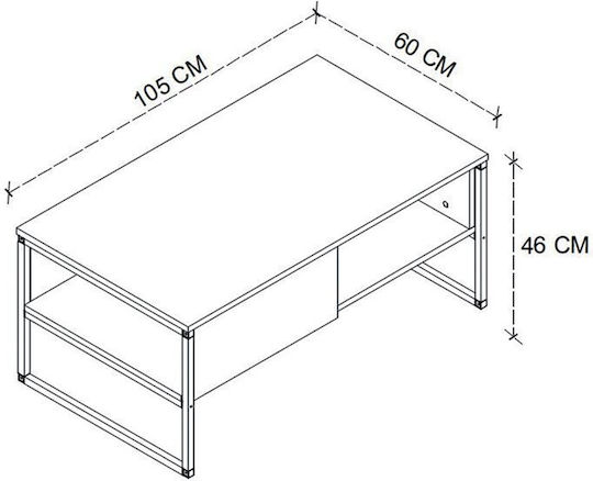 Rechteckiger Zentraler Kaffeetisch Lawrence Holz Anthrazit M105xB60xH46cm
