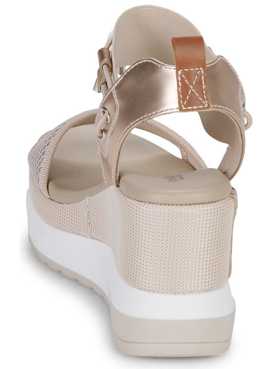 Damenplattformen Beige