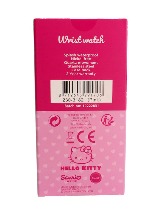Hello Kitty Kinder-Analoguhr mit Kautschuk/Plastikarmband Rosa