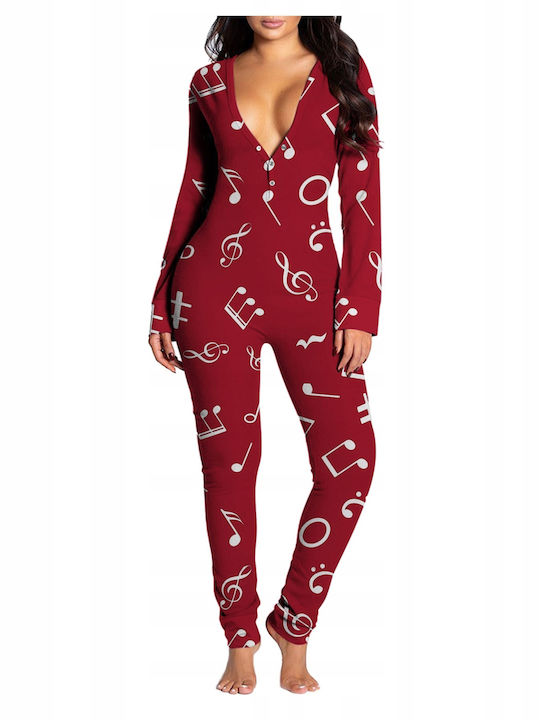 Winter Women's Onesie Pyjama Czerwona