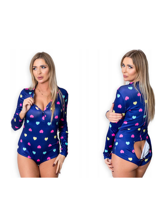 Winter Damen Einteiliger Pyjama Blau