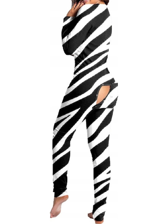 Winter Damen Einteiliger Pyjama Weiß