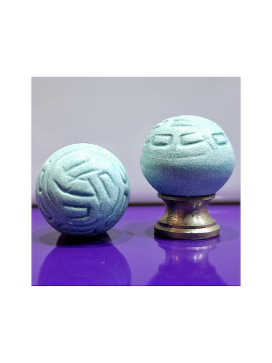 Premier Kinder Knopf Möbelgriff aus Zamak & Metallisch & Porzellan in Hellblau Farbe 11776-000-ARG1 1Stück