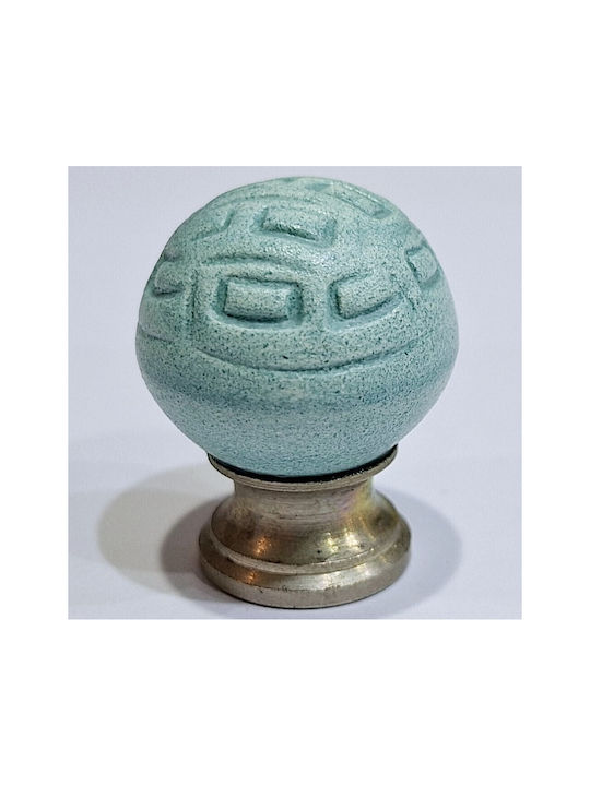 Premier Kinder Knopf Möbelgriff aus Zamak & Metallisch & Porzellan in Hellblau Farbe 11776-000-ARG1 1Stück