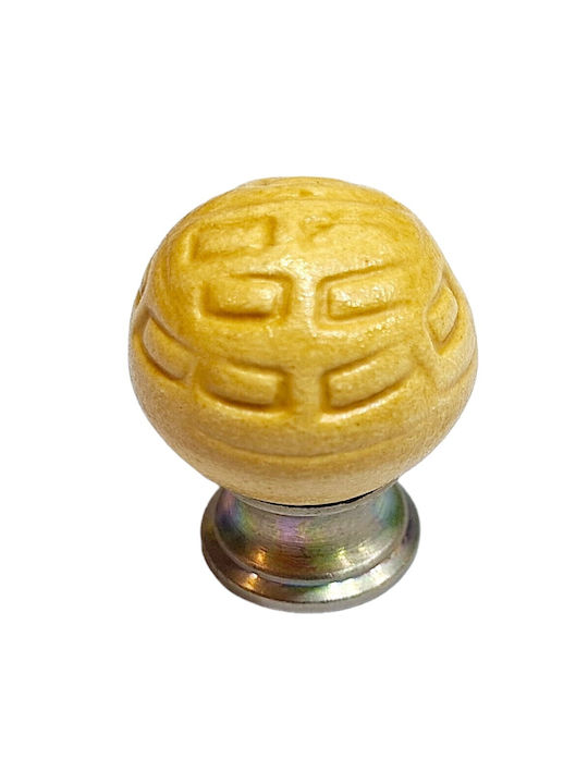 Premier Kinder Knopf Möbelgriff aus Zamak & Metallisch & Porzellan in Gelb Farbe 11778-000-ARG1 1Stück