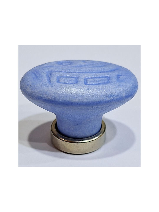 Premier Kids Knob Furniture made of Zamak & Metallic & Porcelain in Blue Color 35mm (Center Distance 25mm) 11780-000-ARG1 1pcs