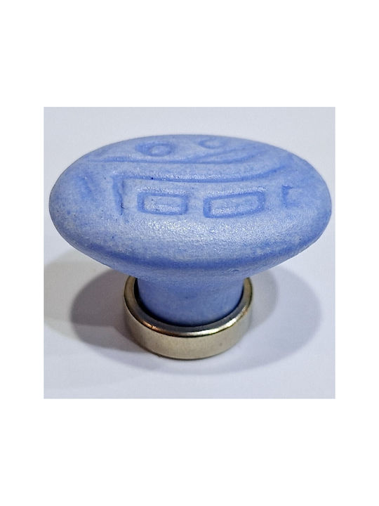 Premier Kids Knob Furniture made of Zamak & Metallic & Porcelain in Blue Color 35mm (Center Distance 25mm) 11780-000-ARG1 1pcs