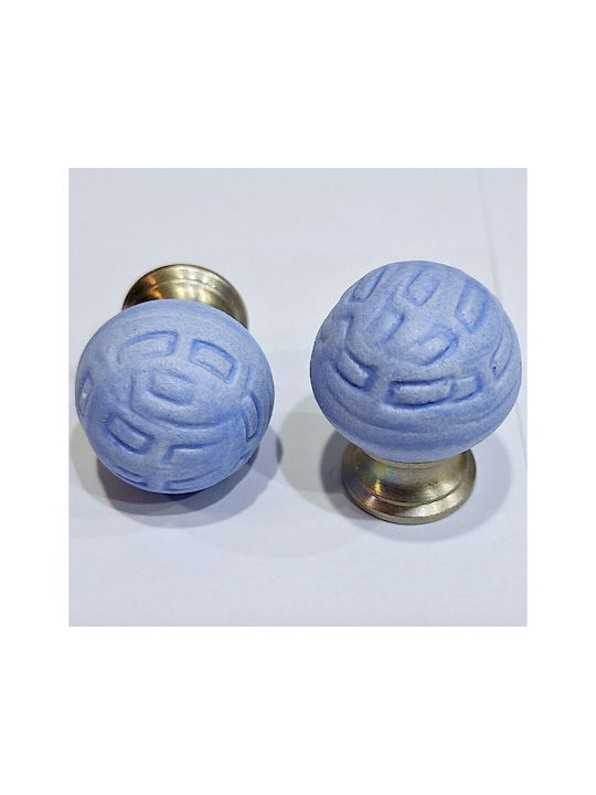 Premier Kinder Knopf Möbelgriff aus Zamak & Metallisch & Porzellan in Blau Farbe 11777-000-ARG1 1Stück