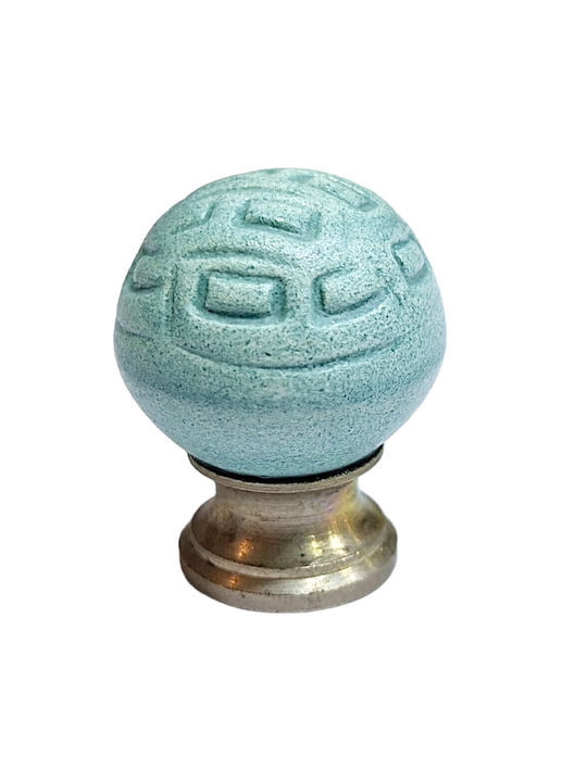 Premier Kinder Knopf Möbelgriff aus Zamak & Metallisch & Porzellan in Hellblau Farbe 11776-000-ARG1 1Stück