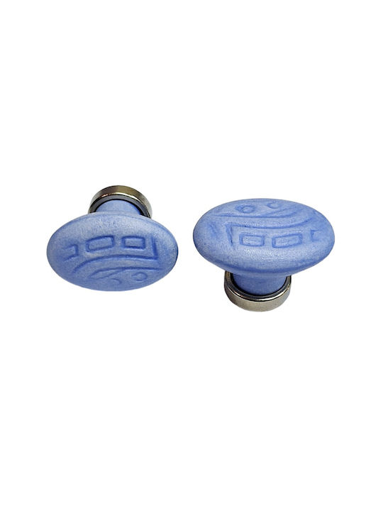 Premier Kids Knob Furniture made of Zamak & Metallic & Porcelain in Blue Color 35mm (Center Distance 25mm) 11780-000-ARG1 1pcs