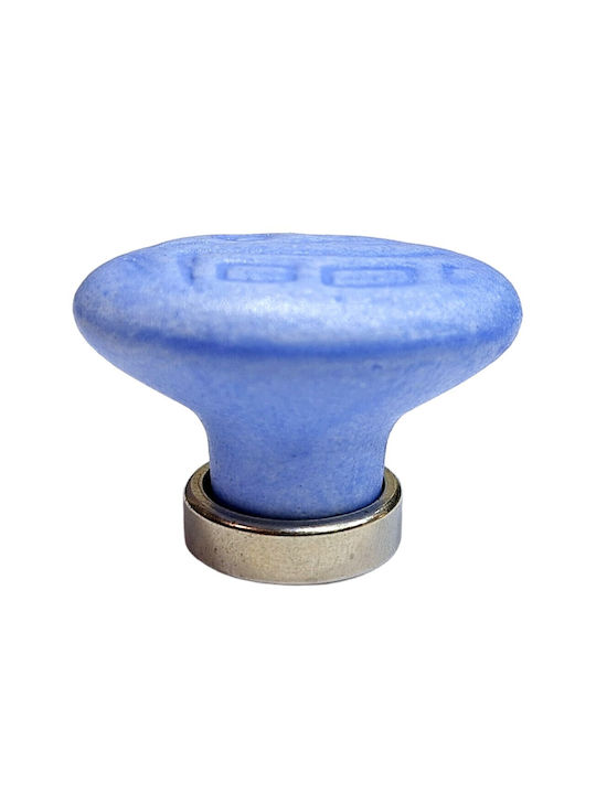 Premier Kids Knob Furniture made of Zamak & Metallic & Porcelain in Blue Color 35mm (Center Distance 25mm) 11780-000-ARG1 1pcs