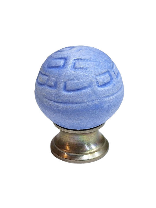 Premier Kinder Knopf Möbelgriff aus Zamak & Metallisch & Porzellan in Blau Farbe 11777-000-ARG1 1Stück