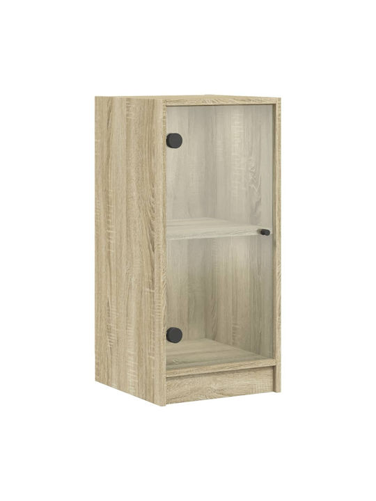 Wall Mounted Particle Board Living Room Display Cabinet with Glass Sonoma Oak 35x37x75.5cm