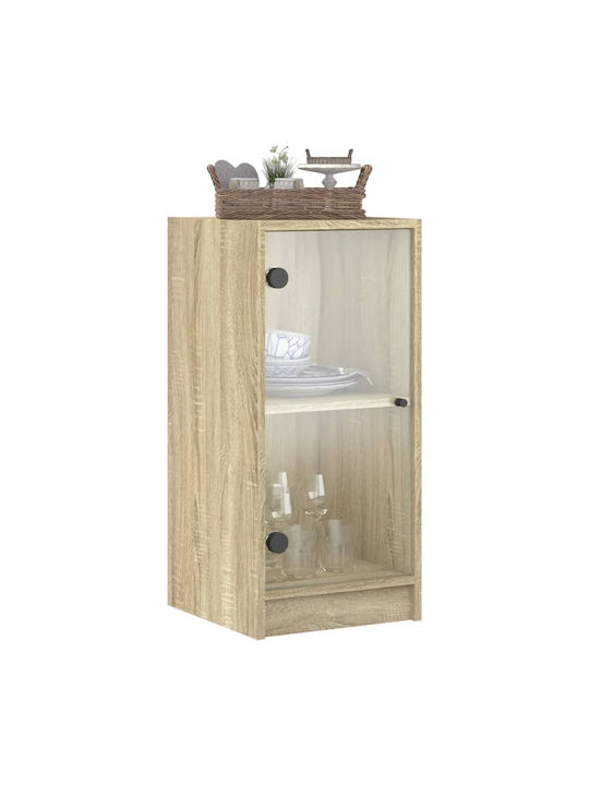 Wall Living Room Display Cabinet made of Particleboard with Glass Sonoma Oak 35x37x75.5cm