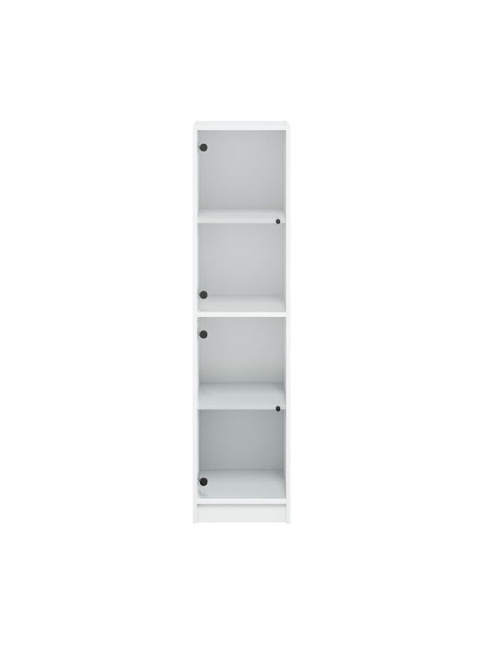 Wall Living Room Display Cabinet made of Particleboard with Glass White 35x37x142cm