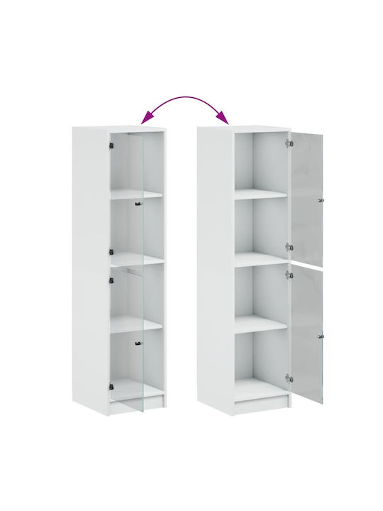 Wall Living Room Display Cabinet made of Particleboard with Glass White 35x37x142cm