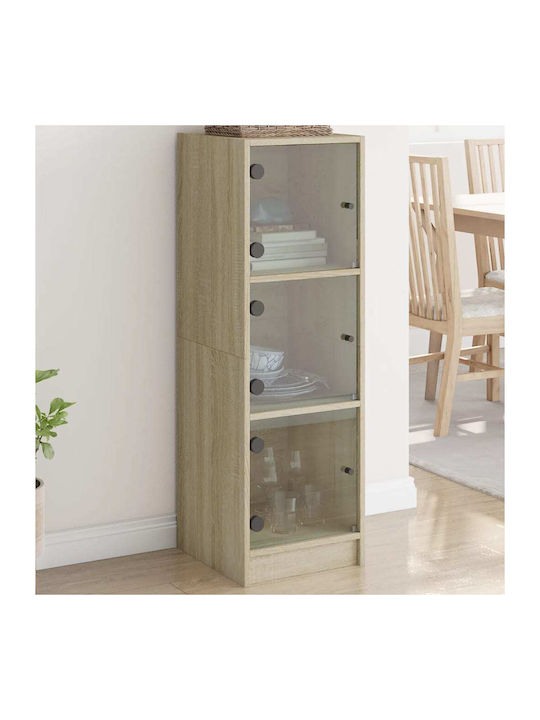 Wall Living Room Display Cabinet made of Particleboard with Glass Sonoma Oak 35x37x109cm