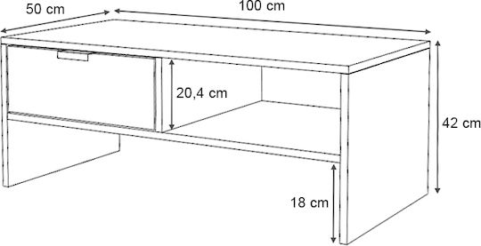 Megapap Rechteckiger Zentraler Kaffeetisch Galaxy Holz Nussbaum M100xL50xH42cm