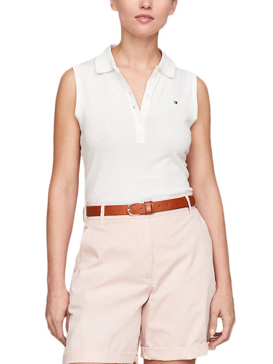 Tommy Hilfiger Feminină Polo Bluză Fără mâneci Albă