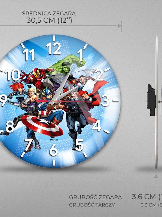 Marvel Ceas de Perete pentru Copii Metalic 30.5εκ.