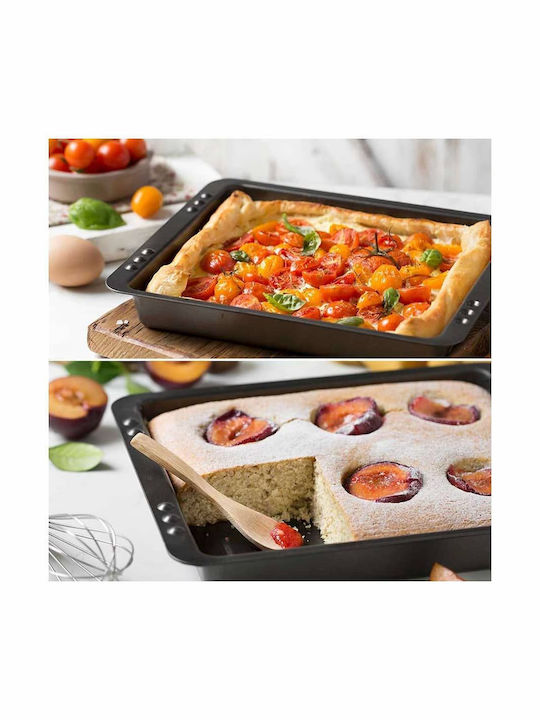 Decora Stainless Steel Rectangular Baking Pan with Non-stick Coating Black 23x28.5cm