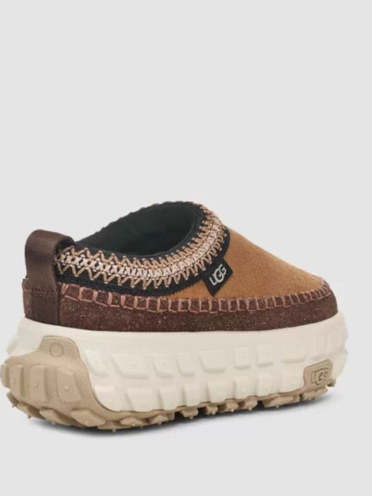Venture Daze Slip On Closed Leather Women's Slippers Brown