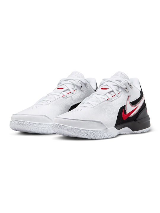 Nike LeBron NXXT Gen AMPD Low Basketball Shoes White / University Red / Metallic Silver / Black