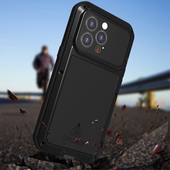 Love Mei Umschlag Rückseite Metallisch Schwarz (iPhone 13 Pro)