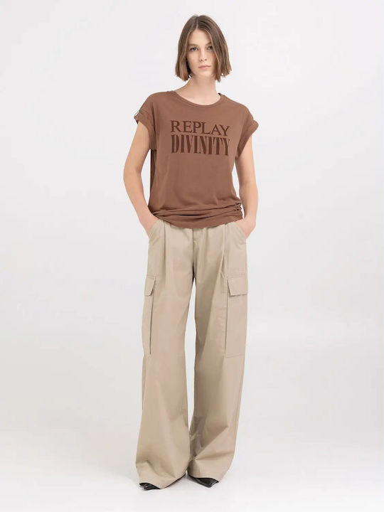 Replay Damen T-shirt Braun