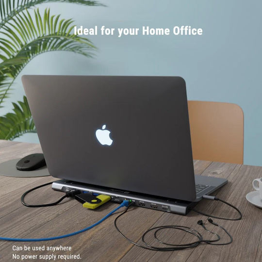 XtremeMac XWH-CDΗ-13 USB-C Docking Station με HDMI 4K PD Ethernet και σύνδεση 2 Οθονών Γκρι
