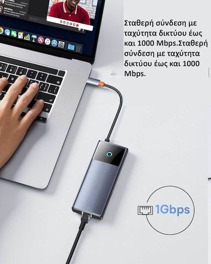 Baseus 6 in 1 USB-C Docking Station με HDMI 4K PD Ethernet Γκρι