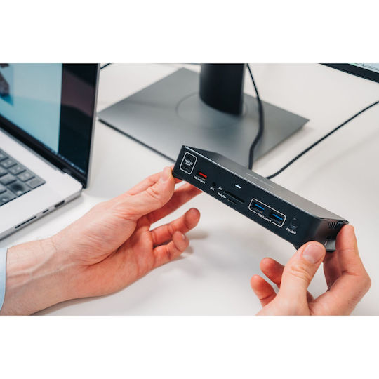 Verbatim USB-C Docking Station με HDMI/DisplayPort 4K PD Ethernet και σύνδεση 2 Οθονών Γκρι (32171)