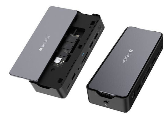 Verbatim CDS-15S USB-C Docking Station με HDMI 4K PD Ethernet και σύνδεση 3 Οθονών Γκρι