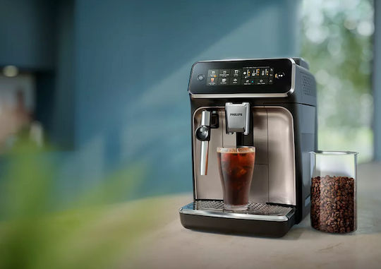 Philips Серия 3300 Автоматична Еспресо Кафемашина 1500W Налягане 15bar за Капучино с Мелачка Черна EP3349/70