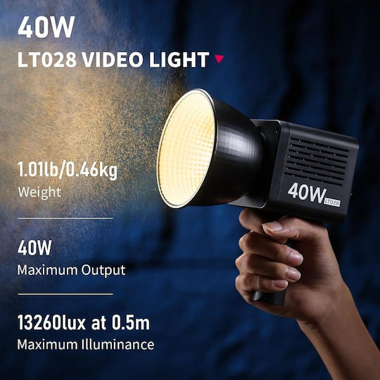 Ulanzi Lt028 Rechargeable Bi-color Cob Light Video Light 40W with Luminance Lux 13260 Lux