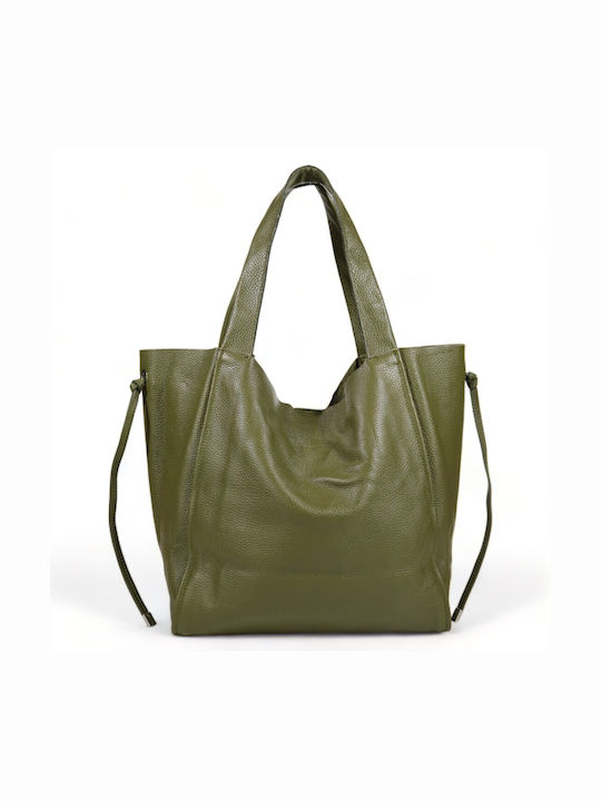 Leather Women's Shopper Bag Khaki