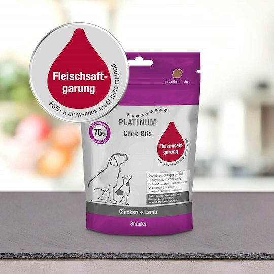 Platinum Pet Food & Care Click Bits Dog Treat Ear from Chicken / Lamb / Meat / Ton / Rice / Herbs 150gr