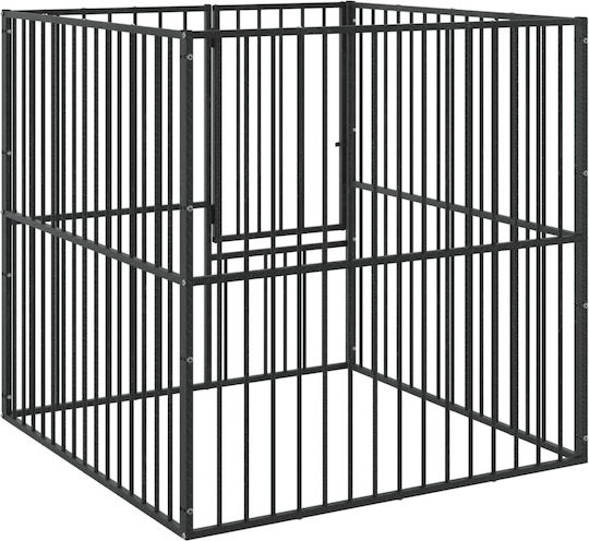 vidaXL Πάρκο Σκύλου με 4 Πάνελ 100x100x100εκ. Μαύρο