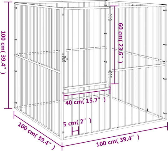 vidaXL Πάρκο Σκύλου με 4 Πάνελ 100x100x100εκ. Μαύρο