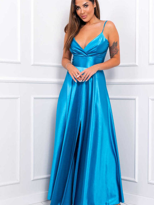 Brak Maxi Dress for Wedding / Baptism Satin TIRQUAZ