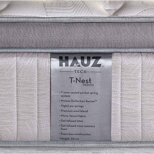 Hauz T-nest King Size Anatomic Saltea Latex 200x200x34cm cu Suprapozabil