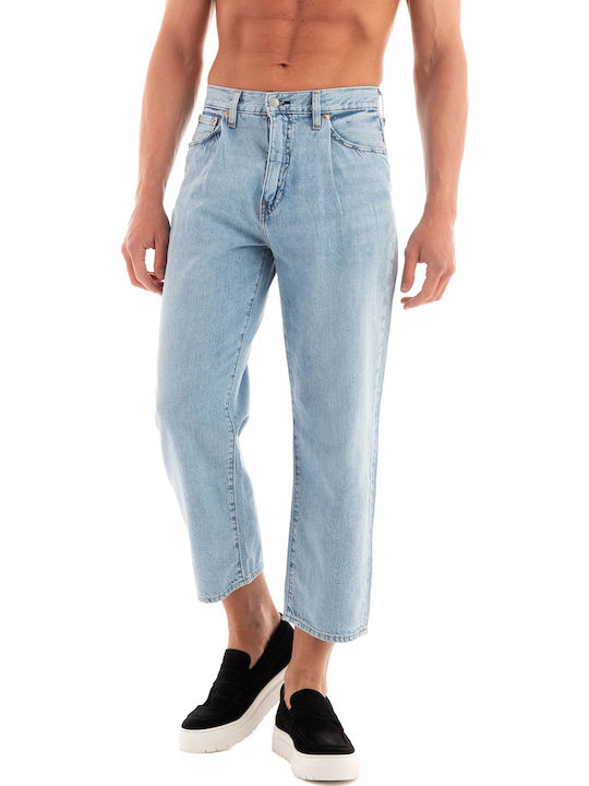 Stay Men's Jeans Pants Cropped with Loose Fit Light Blue (light Aged Denim)