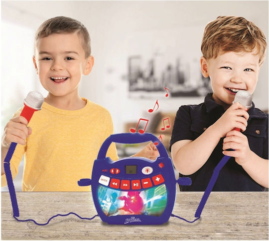 Spiderman Ηχείο Karaoke με Ασύρματα Μικρόφωνα και Εφέ Φωτισμού Πολύχρωμο