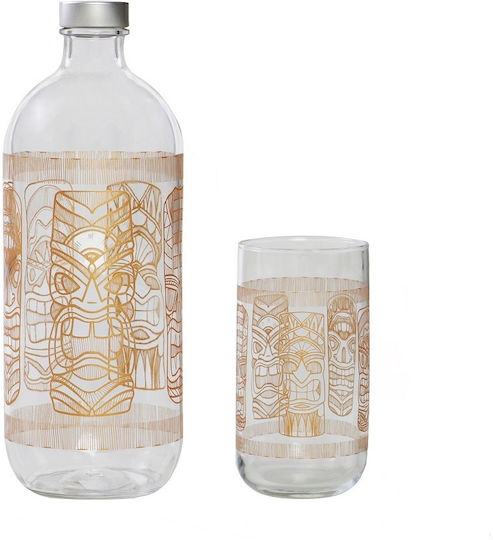 Espiel Tiki Party Set Flasche Wasser Glas mit Schraubverschluss Transparent 1100ml Espiel Tiki Party Set Flasche Wasser Glas mit Schraubverschluss Transparent 1100ml