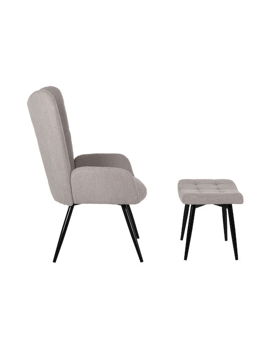 Armchair with Footstool Gray 70x74x105cm