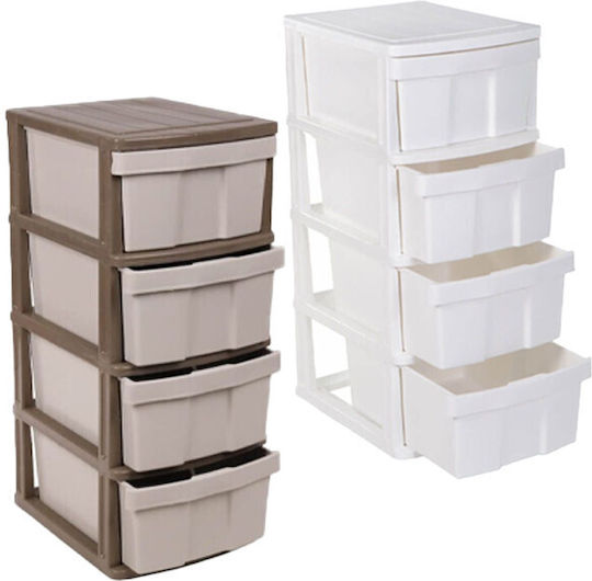 Homeplast Ziva Plastic Drawer Unit 4 Tiers Brown 50x40x99cm